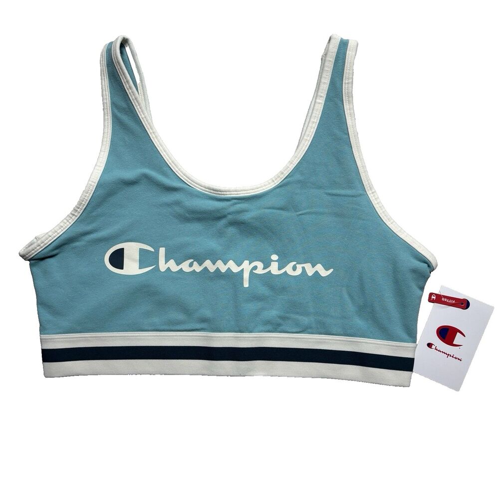 NWT Champion Iconic Logo Sports Bra Milky Way Blue XL Athleisure Activewear